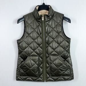 Kate Spade quilted olive green full zip vest size medium